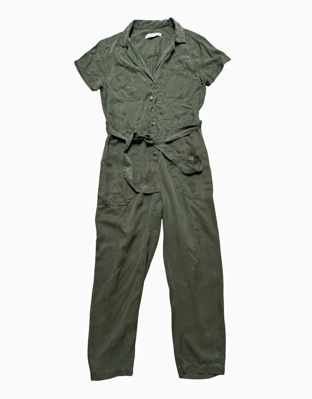Abercrombie & Fitch Women’s Green Collared Short Sleeve Button Jumpsuit M